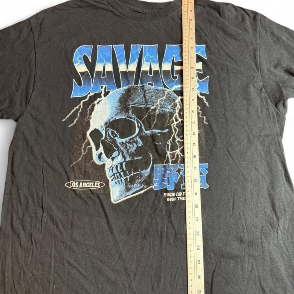 Hybrid Apparel Savage Skull Graphic Tee Los Angeles Lightning Black XL - Picture 4 of 4
